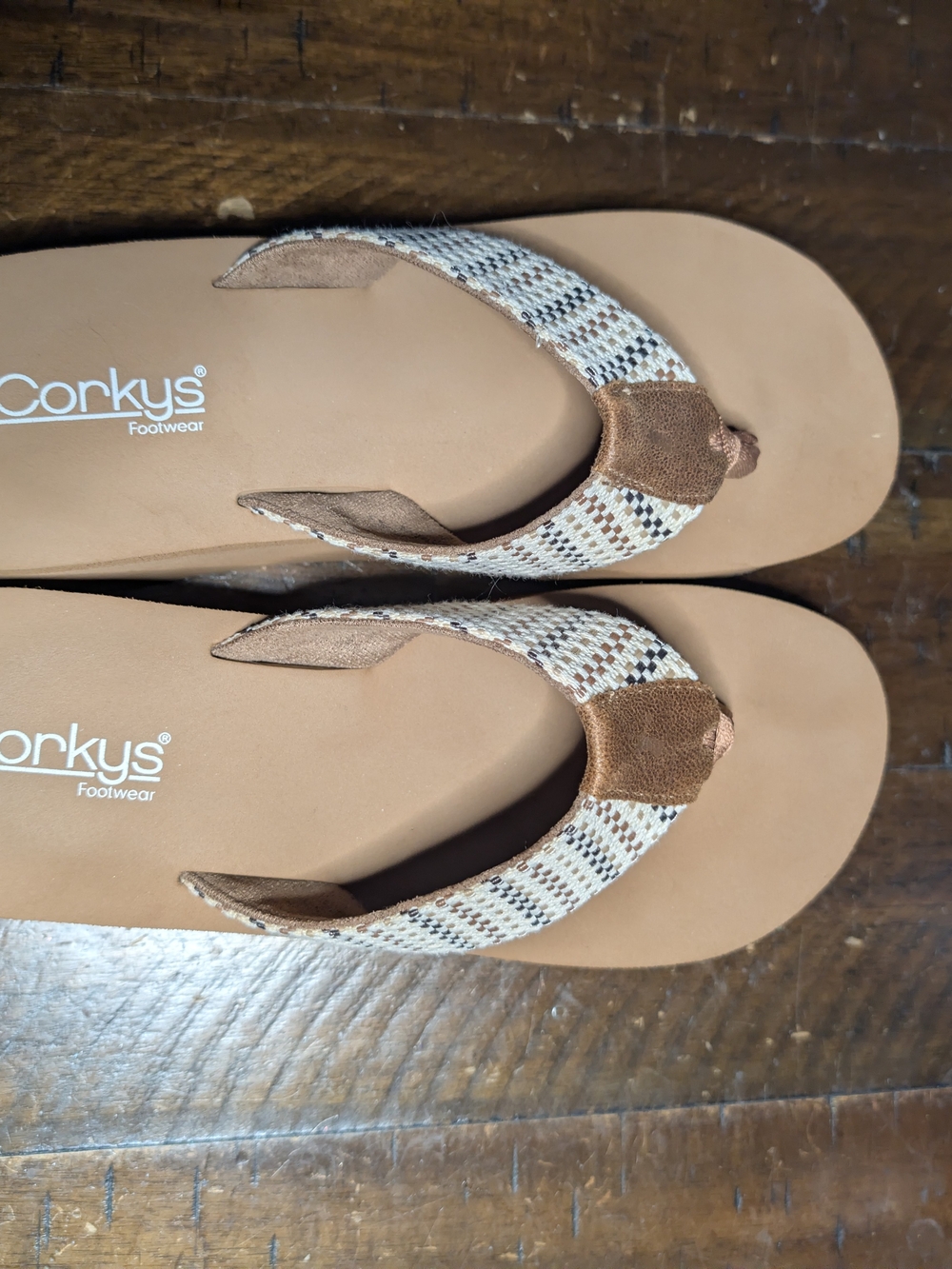 Corkys "Take A Dip" Tan Multi Woven Platform Flip Flops